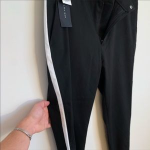 Zara black carrot fit pants with white stripes